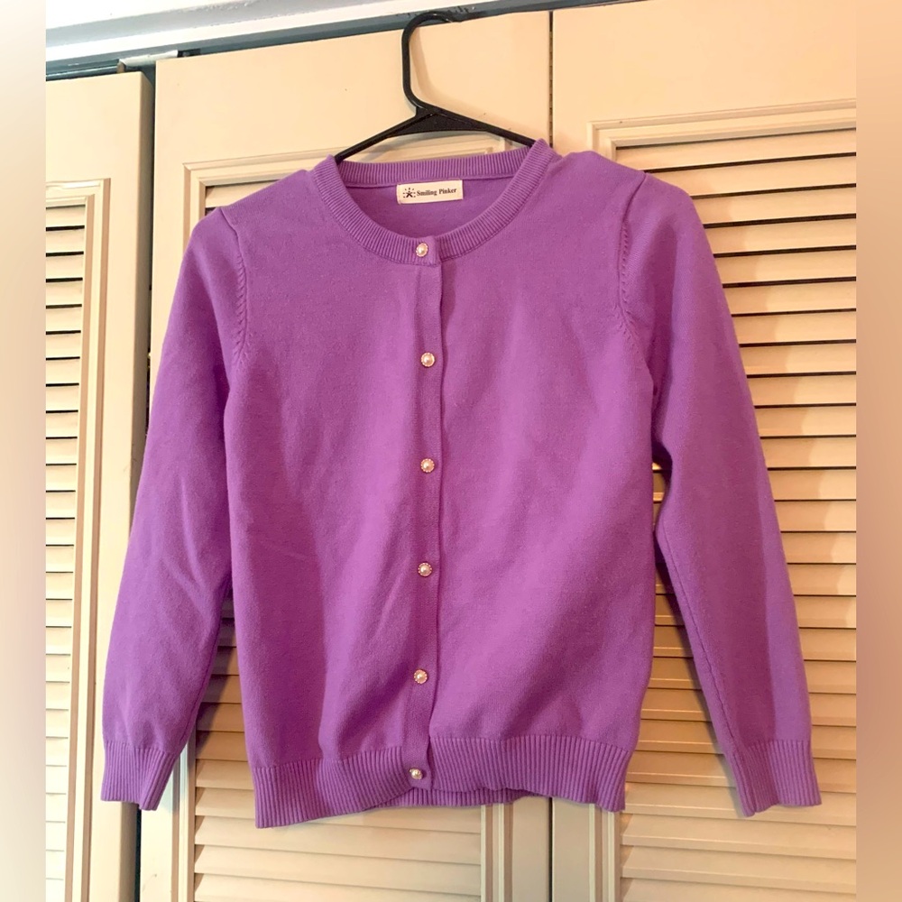 Smiling Pinker Purple Cardigan Pearl Buttons Grandmacore Women’s Size Small